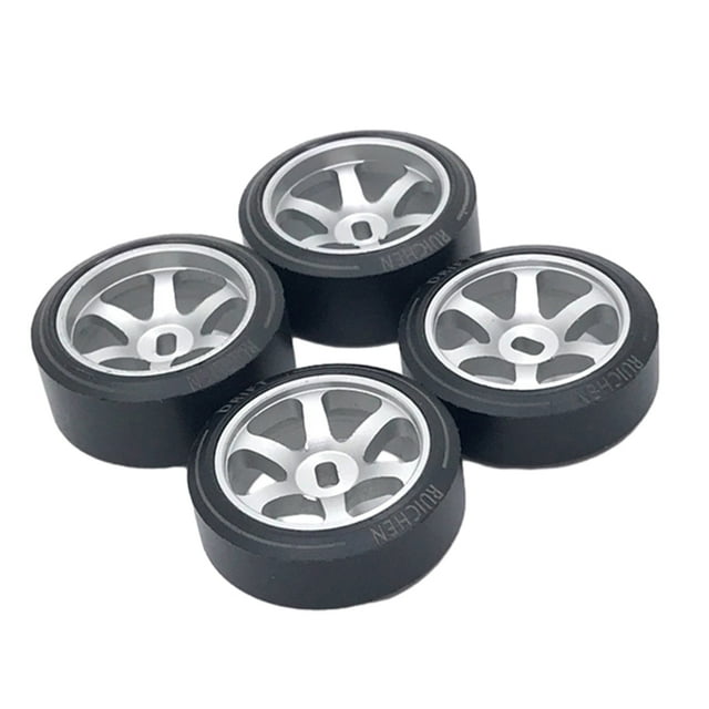 Bewildely 4 piezas de neumático de 25mm para 1/28 Wltoys K969 Kyosho -Z 25mm neumático de deriva K989 P929 Kyosho -Z 128 RC Kits de construcción modelo plata