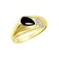 thumbnail image 3 of RYLOS Men's Rings Yellow Gold Plated Silver Ring - Timeless Pear Shape Cabochone Gemstone & Diamonds - Tear Drop Cabochon ONYX 2 Rings For Men  Size 9, 3 of 6