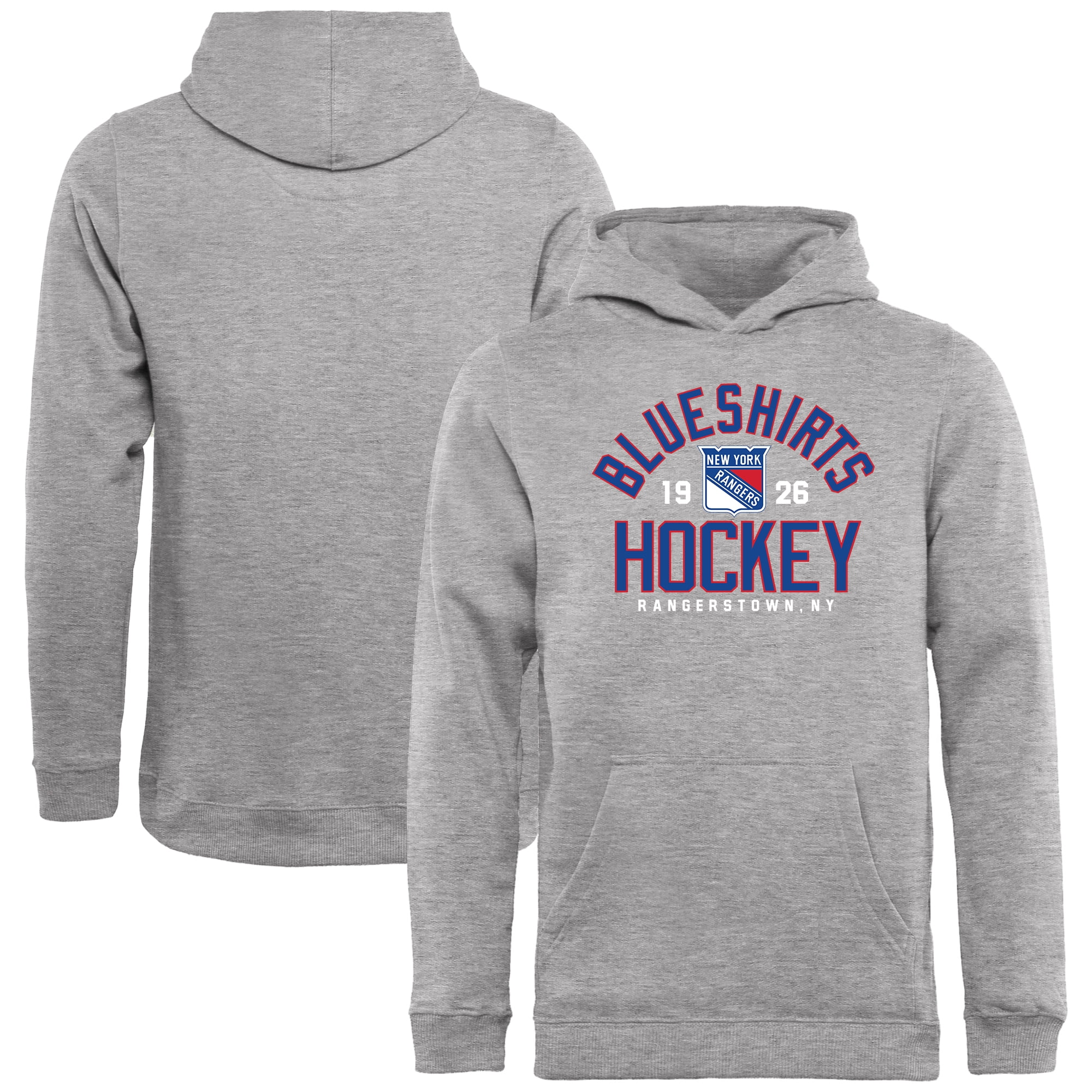 New York Rangers Youth Hometown Collection Blue Shirts Hockey Pullover Hoodie Ash by Football Fanatics/Ruppshirts