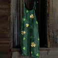 thumbnail image 2 of St Patricks Day -Stylish Floral Print V-Neck Wide Leg Jumpsuit With Adjustable Straps For Women'S Casual Daily Outfit, 2 of 3