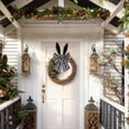 thumbnail image 5 of CoreLiving 16 Inch Easter Bunny Ears Wreath Bow Rustic Buffalo Plaid Spring Decorative Bow for Wreath Black White Ribbon Premade Craft Bow, 5 of 5