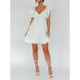 thumbnail image 3 of SUNSIOM Robe d'Été Décontractée pour Femmes Mini Robe Motif Floral Col en V Profond Manches Volantes Robe Ligne A Mode Plage Vacances, 3 of 6