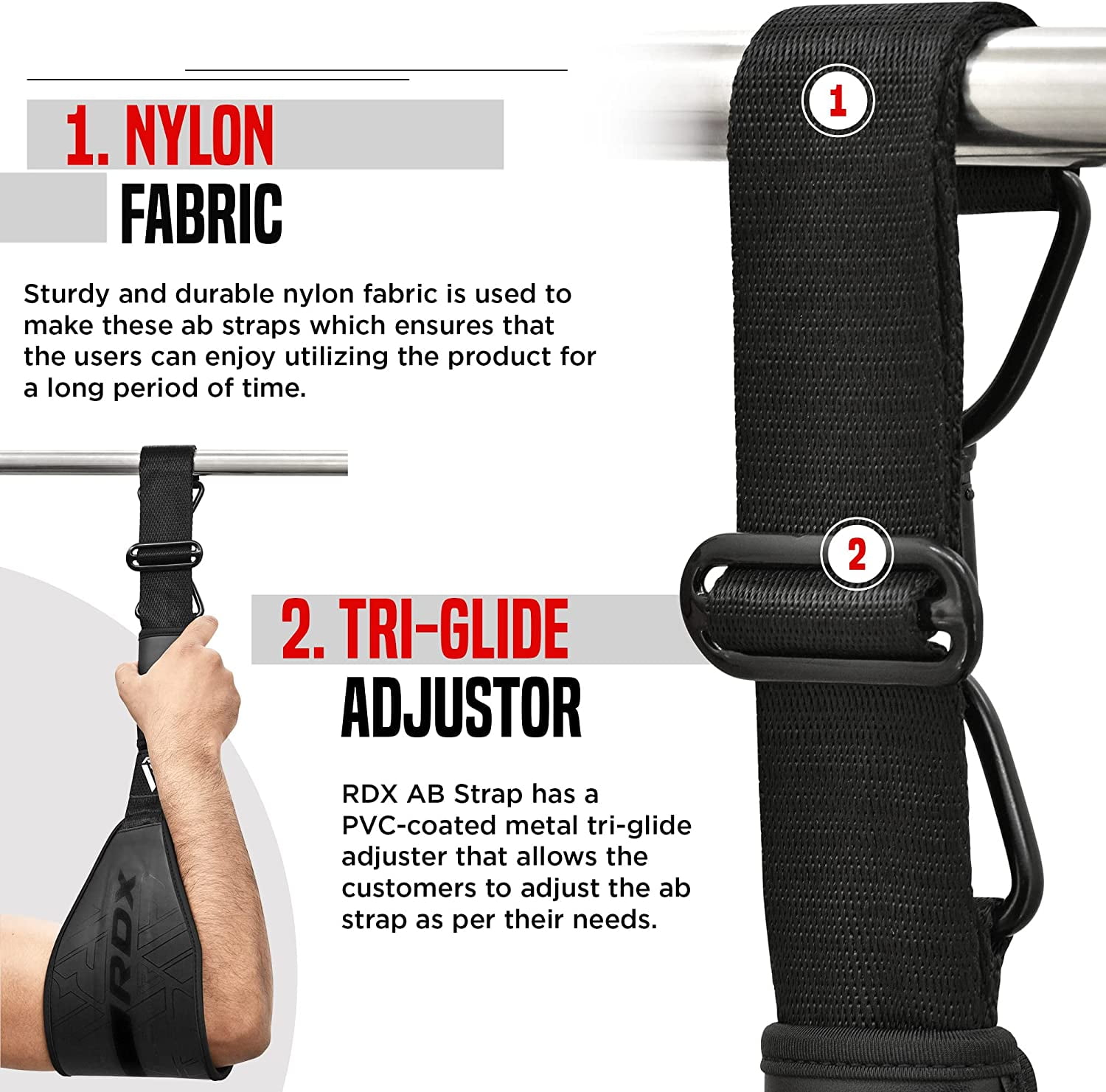 RDX Ab Straps, N-TearX Maya Hide Leather, 6mm Neoprene Padding, Abdominal Trainers