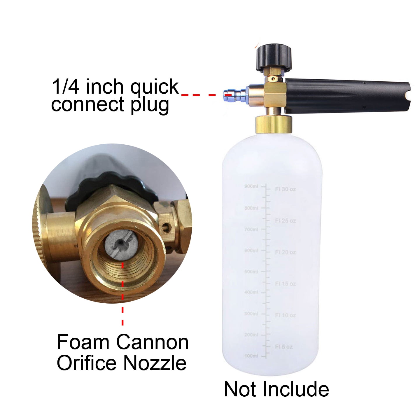 Tool Daily Pressure Washer Foam Cannon for Car Wash Snow Foam Lance 1/4 Additional Orifice Nozzle 1.1mm