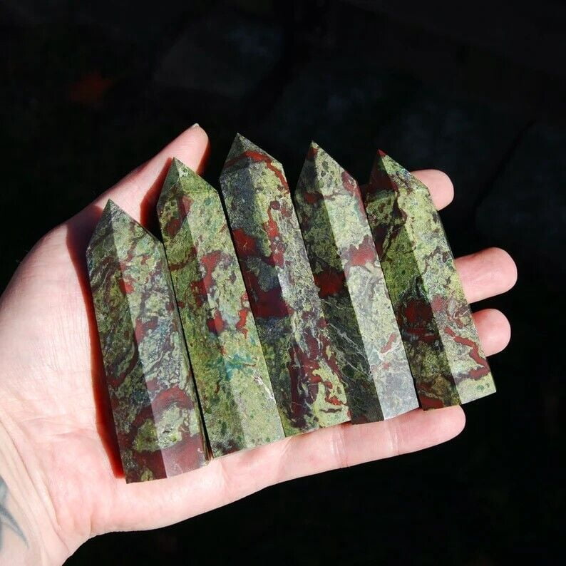 Dragon Bloodstone Healing Crystal Tower Point Wands Reiki Obelisk Mineral Rocks