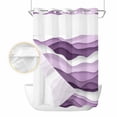 thumbnail image 2 of Purple Ombre No Hook Shower Curtain Waterproof, Bathroom Curtains with Snap in Liners and See Through Top Window, Modern Geometric Moire Abstract Art Hotel Style Bathtub Curtains Shower 72"Wx84"L, 2 of 8