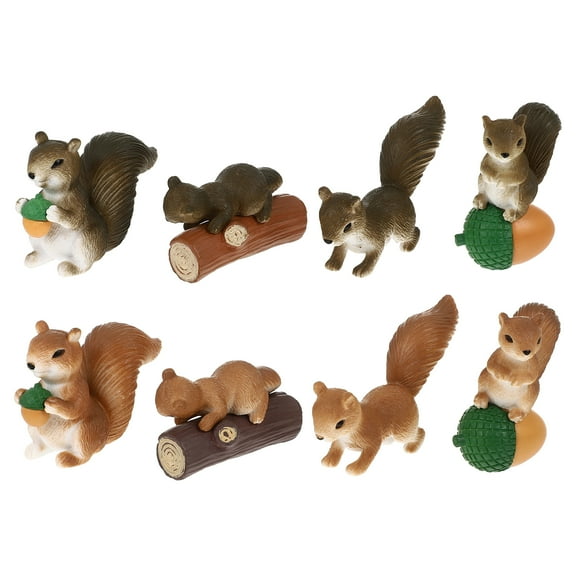 8 Pcs Squirrel Animal Ornaments Mini Figurines Micro Landscape Decor Miniature Figures