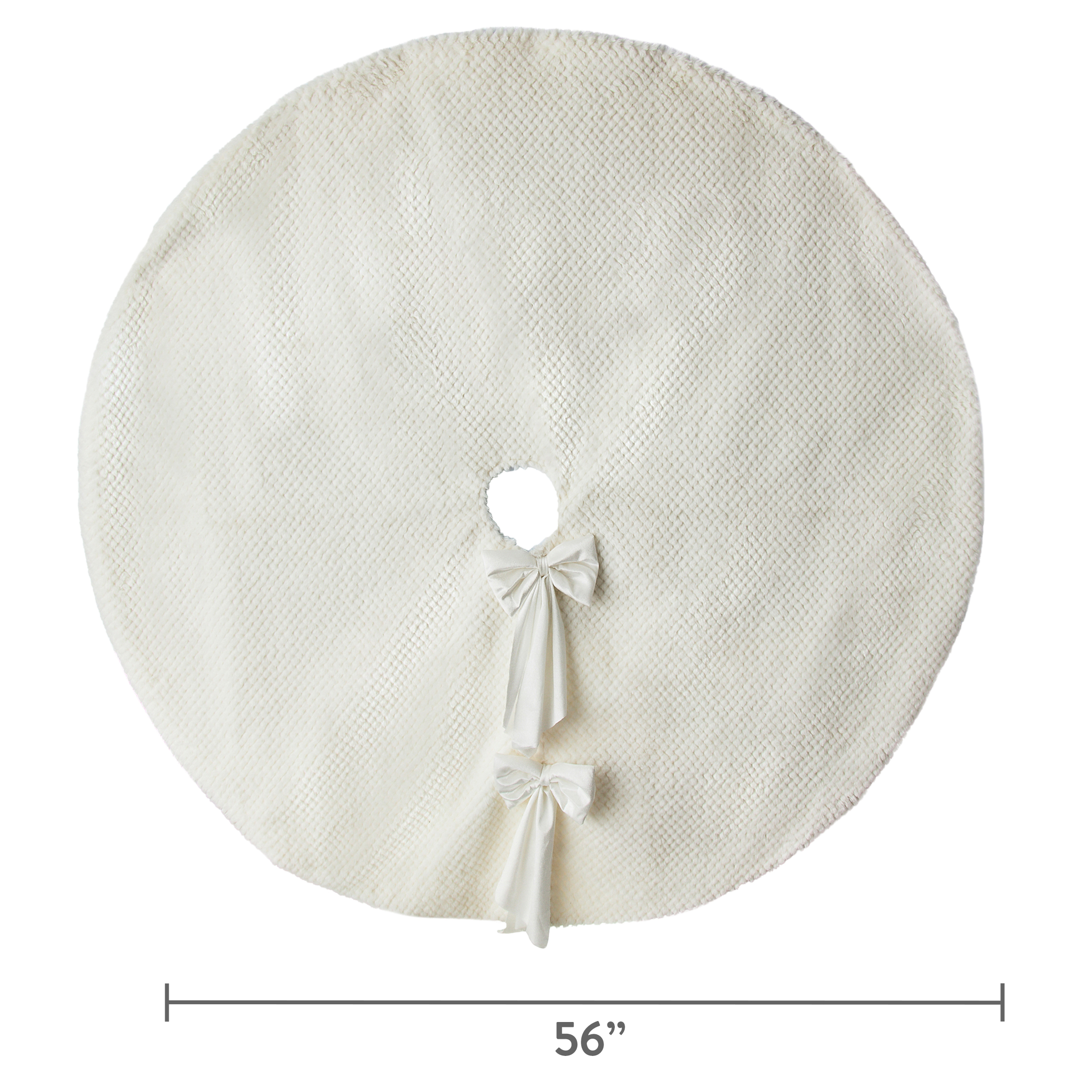 White Fur Christmas Tree Skirt, 56", by My Texas House