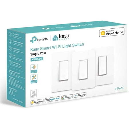 TP-Link SWT Kasa Smart Wi-Fi Light Switch HomeKit 3Pack Retail (KS200P3)