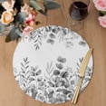 thumbnail image 3 of Grey Eucalyptus Leaves Round 15 Inch Placemats Set of 2, Watercolor Spring Summer Botanical HeatResistant Non Slip Place Mats for Dining Table, Wipeable Braided Kitchen Table Mats for Housewarming, 3 of 9