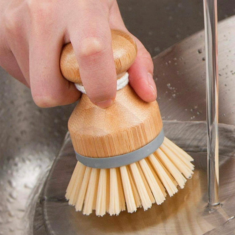 Wooden Dish Brush Natural Sisal Palm Bristles Dish Scrubber Cleaning Brushes  for Kitchen Pot Fruit Vegetable Cleaning Tools