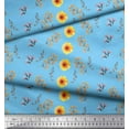 thumbnail image 2 of Soimoi Blue Cotton Duck Fabric laurel leaf & Floral Printed Craft Fabric by the Yard 42 Inch Wide, 2 of 3