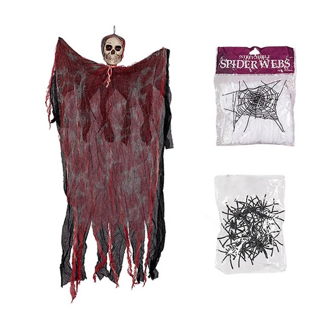 Accesorios extraños de Halloween con esqueletos y fantasmas, decoración interior al aire libre