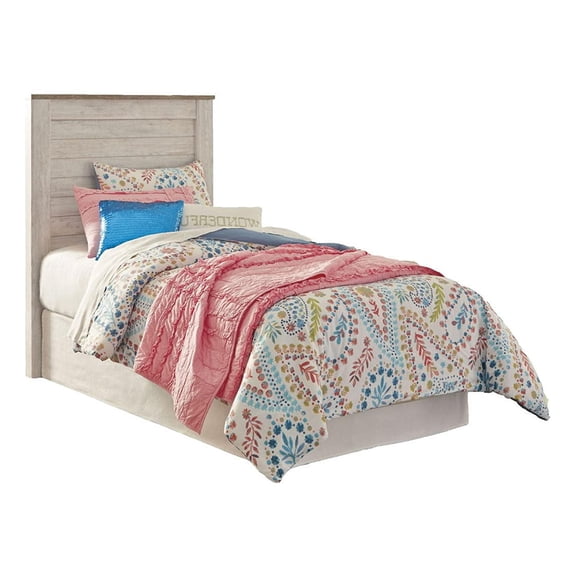 Bowery Hill Modern Engineered Wood Adjustable Twin Panel Headboard in White