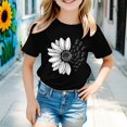 thumbnail image 2 of XQYLOS Girls Vintage Sunflower Shirt Retro Botanical Design Loose Fit Cotton Tee for Teens 2-13Y Summer Beach Park Playdate Outfit Crew Neck Everyday Comfort Wear, 2 of 4