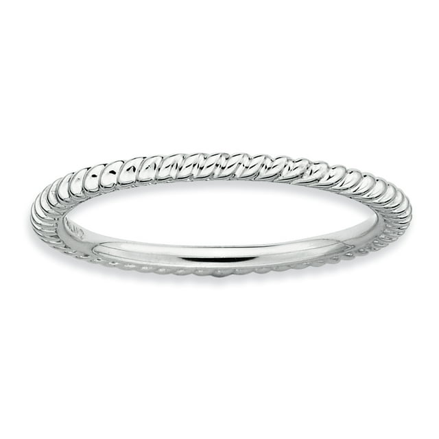 925 Sterling Silver Torsadée Bague Empilable Fantaisie/