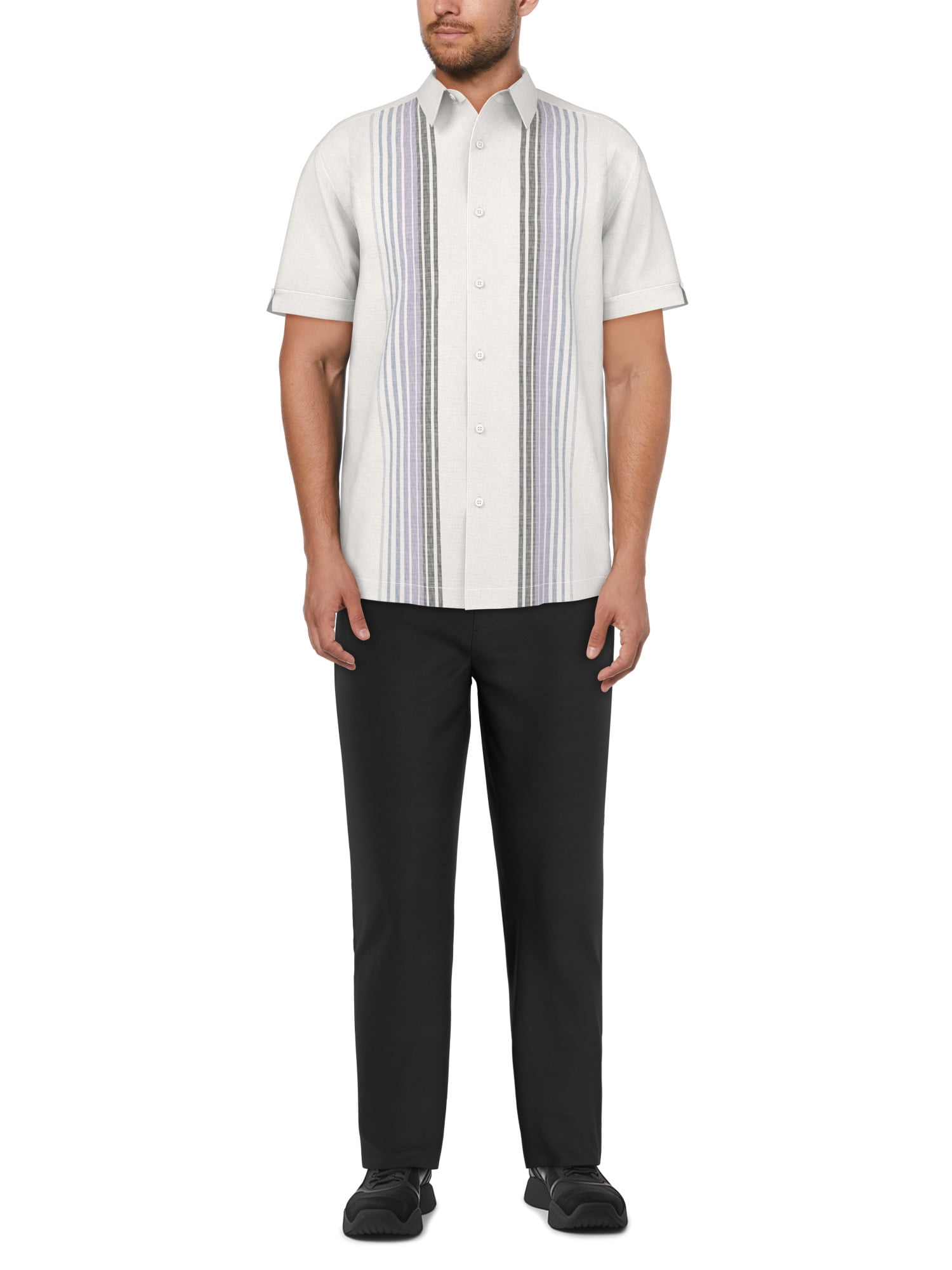 Cafe Luna Men's and Big Men's Gradient Panel Print Short Sleeve Shirt, Sizes S-5XL