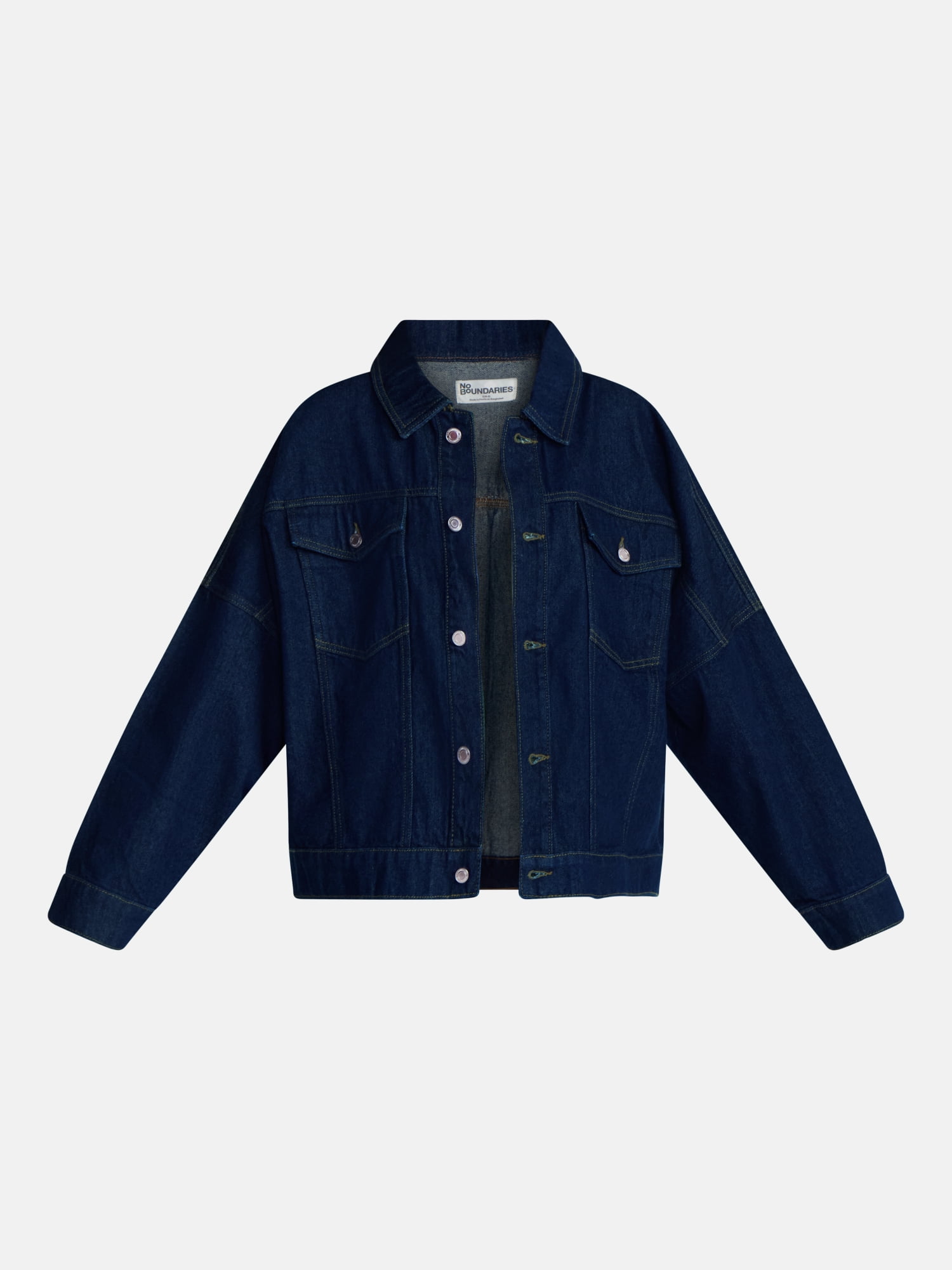 No Boundaries Oversized Denim Cotton Jacket, Women’s XXS-4X
