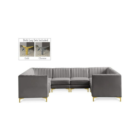 Meridian Furniture Alina Grey Velvet Modular Sectional
