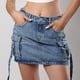 thumbnail image 3 of Falda Cargo Mujer Mezclilla Tiro Medio Bolsas Traseras Azul, 3 of 5