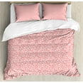 thumbnail image 1 of Leaves Duvet Cover Set Queen Size, Damask Stencil Style Ornamental Bamboo Leaves Vertically Aligned Illustration, Decorative 3 Piece Bedding Set with 2 Pillow Shams, Coral and White, by Ambesonne, 1 of 3