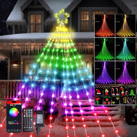 16.5FT Smart Christmas Tree Star Lights – 344 LEDs, Music Sync & 48 Lighting Modes,Christmas Tree Net Lights,Indoor/Outdoor Holiday Decor