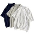 thumbnail image 5 of Betivan Men's Linen Top Solid Color Breathable Lightweight Half-Button Turndown Collar Short Sleeve Blouse Spring Summer Fashion Casual Loose Daily Beach Outdoor Leisure Street, 5 of 6
