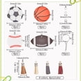 thumbnail image 2 of 1 caja de 64 llaveros deportivos DIY, llaveros deportivos artesanales de acrílico para fútbol, ​​rugby, baloncesto y béisbol, kits en blanco con borlas y anillos., 2 of 6