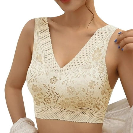 

wendunide sports bras for women Sexy Beautiful Back Breathable Thin Bras For Women Seamless Lace Sports Bra For Women Bra Beige One Size