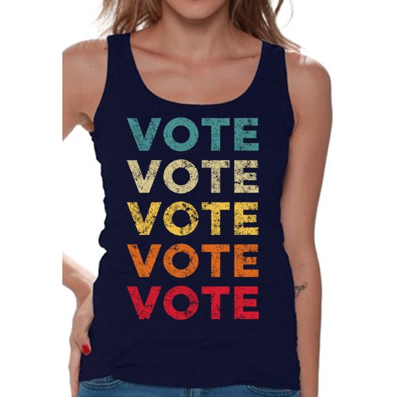 Awkward Styles Vote Tank Top Women's Election 2020 Shirt Color Vote Political Theme Tanks for Ladies Democracy 2020 USA Shirt Voter Sleeveless T shirt