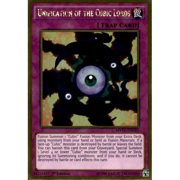 YuGiOh Dark Side of Dimensions Gold Edition Gold Rare Unification of the Cubic Lords MVP1-ENG45