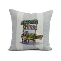 Simply Daisy, 16" x 16" Veggie Cart Outdoor Pillow, Light Blue