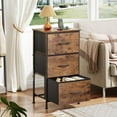 thumbnail image 4 of CZMDZH  Dresser with 3 Drawers, Fabric Nightstand, Organizer Storage Dresser for Bedroom, Hallway, Entryway, Closets, Sturdy Steel Frame, Wood Top, Easy Pull Handle, Rustic Brown Wood Grain Print, 4 of 9