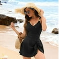 thumbnail image 6 of Zando Full Coverage One Piece Swimsuit for Women 2026 Tummy Control Bathing Suit with Metal Tie Knot Swim Dress Black L, 6 of 7