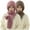 Pink+Beige, variant on WREESH Women's 2Pc Knitted Beanie With Integrated Scarf Ear Protection Windproof Cap, Winter Warm and Thickened Hat Scarf Set Purple