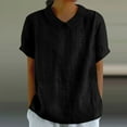 thumbnail image 2 of bnaln Womens Cotton Linen Shirts Solid Color Short Sleeve Tunic Tops Oversized Tshirts for Women Casual Lapel Shirt Loose Fit T-Shirts Summer Tops Trendy Dressy Business Casual Blouses, 2 of 6