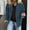 Blue, variant on Women's Brown Suede Blazer, Oversized Long-Sleeve Jacket with Flap Pockets, Casual Street & Office Wear, Vintage Brown Blazer, Loose Pocket Coat, Retro Office Layer, Dark Gray, L