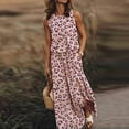 thumbnail image 2 of IROINNID Women's Sleeveless Prints Sundress Fashion Casual Fork Opening Long Dress Round Neckline Full-Length Dress, 2 of 6