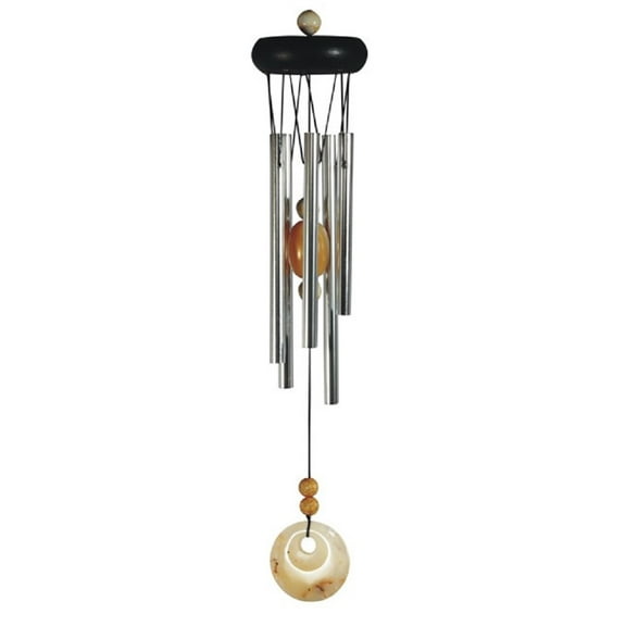 Beige Gem Metal Wind Chime with Wooden Top Outdoor Garden Windchimes Porch New