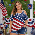thumbnail image 3 of KimSoong Women Plus Size Cold Shoulder American Flag T-Shirt 4th of July Tee USA Flag Print Shirt 250 Years Patriotic Tee Tops, 3 of 8