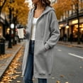 thumbnail image 4 of Fewfanhot Womens Fall Tops Zip Up Oversized Fleece Long Tunic Casual Long Sleeve Jacket, 4 of 7