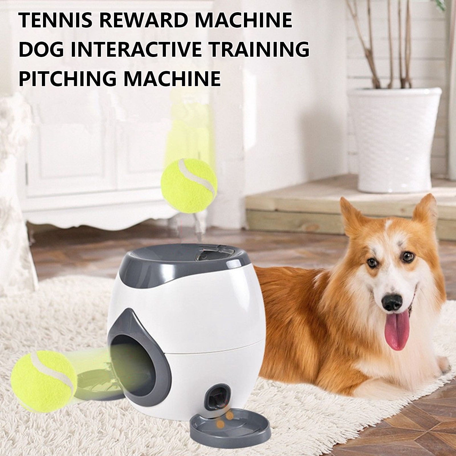 Automatic Dog Ball Thrower Launcher Dog Fetch Machine for Small To Medium Sized Dogs Adjustable Launch Distances Ball Launcher for Dogs with 2 Balls Dual Power Ball Thrower for Dogs