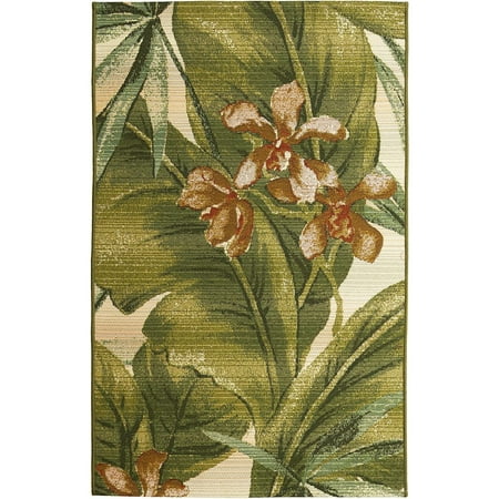 

WBTAYB Marina Indoor Outdoor Rug - Floral & Safari Designs Comfortable & Durable Power Loomed Polypropylene Material UV Stabilized Tropical Leaf 2 7 x 4 3
