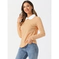 thumbnail image 2 of DARING DIVA Peter Pan Collar Striped Top XL Yellow Pink, 2 of 6