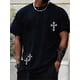 thumbnail image 1 of Camiseta de cuello redondo con estampado cruzado para hombre, camisetas gráficas de los 90, camiseta informal de manga corta con cuello redondo y corte regular para verano, ropa de calle, top de moda, 1 of 7