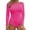Hot Pink, variant on Women Solid Round Neck Long Sleeve Button Jumpsuit Slim Bodysuit Jumpsuits