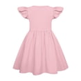 thumbnail image 3 of Girls Ruffle Sleeve A Line Dress Solid Color T Shirt Tunic Summer Princess Tunic Easter Day Party Outfit Flowy Silhouette For Little Girls Spring Outdoor Picnic Dress Pink 110, 3 of 4