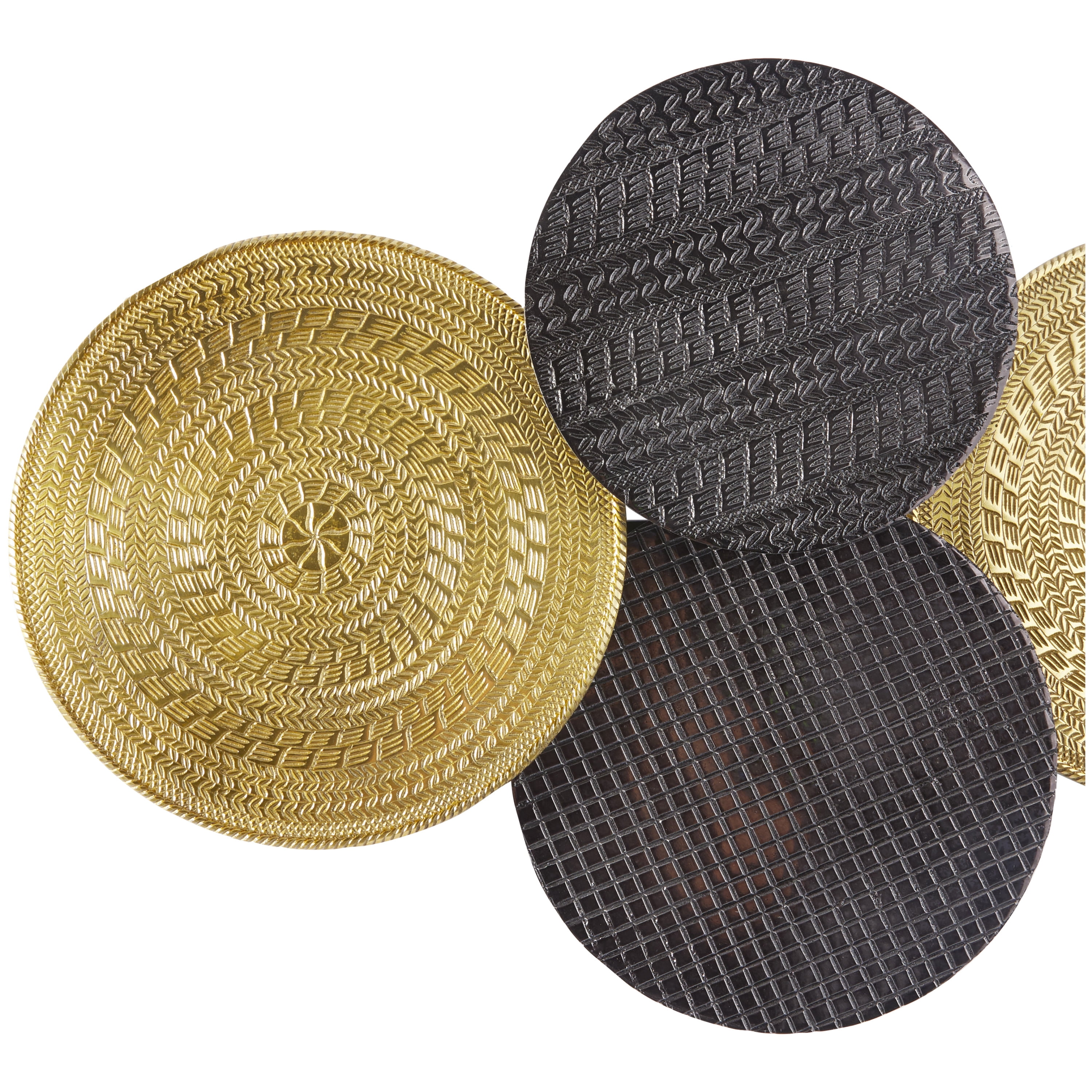 DecMode Gold Aluminum Tribal Plate Wall Decor with Textured Pattern