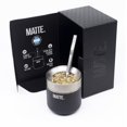 thumbnail image 1 of Matte Mate - Juego de tazas de t&eacute; y calabaza, taza de calabaza Yerba Mate (6.5 onzas) y foco (paja Yerba Mate). Acero inoxidable, doble pared, dise&ntilde;o elegante. Caja DS PRO (negro, 1 of 9