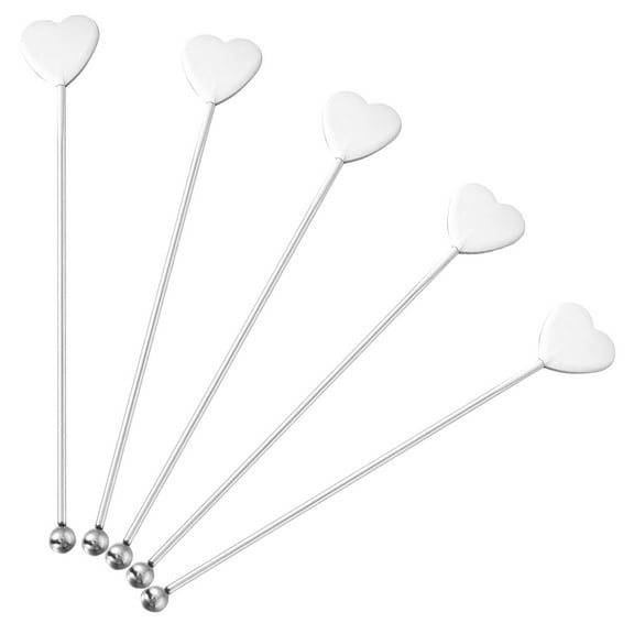 Milisten Beverage Stir Sticks Stirring Stick Stainless Steel Cocktail Pick for Party 5Pack